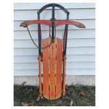 ANTIQUE CHILDS SLED WITH METAL RUNNERS