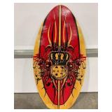 MAUI & SONS VINTAGE RED & BLACK CROWN SKIMBOARD -