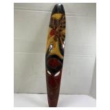 AFRICAN WOOD CARVED MASK WALL DECOR 24.5" X 4.5"