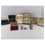 LOT OF VINTAGE WATCH BOXES, ANSON TIE BARS, BYN DE