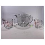 ANCHOR HOCKING 8 CUP & 2 CUP GLASS MEASURING CUPS