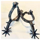 Silver Inlaid Cowboy Spurs, Large Rowels