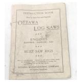 Antique Ottawa Log Saw Instruction Book