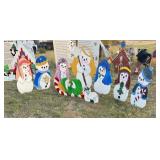 Wood Lawn Snowman Nativity Set