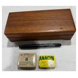 Vintage Medicine Tins & Wood Box