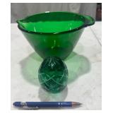 Vintage Green Art Glass & Bowl