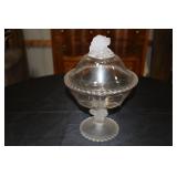 Gillinder & Sons frosted lion compote candy dish