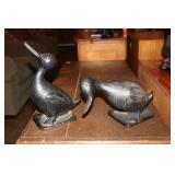 Pair of cast iron duck doorstops