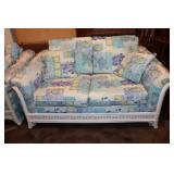 Carlton love seat Minnow Tex Marine pattern with