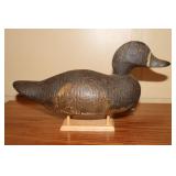 Bluebill hen factory decoy branded WEJ (stand not