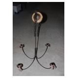 Wrought iron hanging candelabra 30.25 inches tall