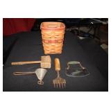 Longaberger basket with protector and utensils