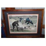 Framed baseball print by Thure Thulstrup of NY