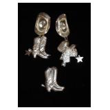 Mexico Sterling Western design earrings and a