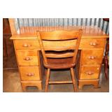 Maple knee hole desk with chair 42 X 18 X 29.5