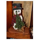 Wooden snowman with Christmas tree