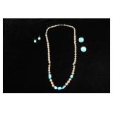 Costume jewelry  turquoise necklace and earrings