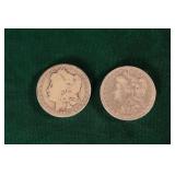 Two Morgan Silver Dollars