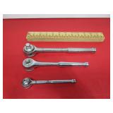 Three Craftsman Ratchets, 1/2", 3/8", 1/4" Drives