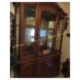 Lighted China Hutch w/Glass Shelve & Btm Storage