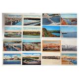 86 Mississippi Iowa Lock & Dam Postcards, mix of