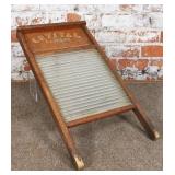 A Crystal Cascade Glass & Wood Washboard, mfg by