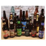 21 Vintage Glass Beer Bottles of various size &