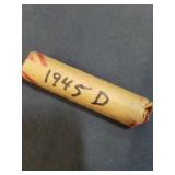 One roll of 1945 d wheat pennies