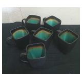 Six stoneware mugs