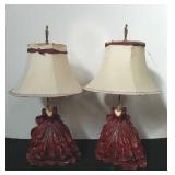 Two vintage 25-in lamps with Shades one of them