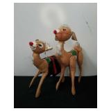 Vintage 21 and 17-in Annalee dolls reindeer