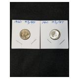 1960 and 1961 Roosevelt Silver Dimes *Please