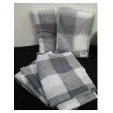 Three packages of gray linen plaid curtain