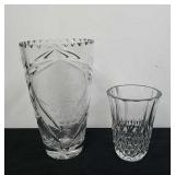 Vintage 10-in etched cut glass crystal vase and