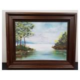 Framed Canvas Painting, Signed N J Sim, 31.75" x