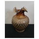 Vintage hobnail Amber flare vase 8.5 in