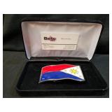 Philippines Flag Belt Buckle in Case, 3.75" x