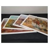 Four vinyl vintage CM Russell placemats