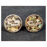 Sterling and Natural Stone Cufflinks, Marked