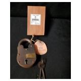 NEW Handcrafted in India Lock & Key Set, 4" H x