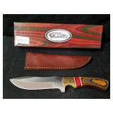 NEW 9.5" Amber Wood Hunter Fixed Blade Knife with