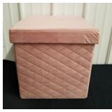 NEW Pink Soft Fabric Storage Ottoman, 15" x 15" x