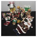 Vintage Christmas ornaments and stocking hangers