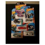 Six collectible Hot Wheels