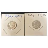 1946p and 1962p silver dimes *please preview*