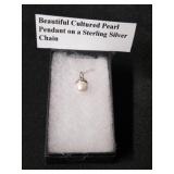 Beautiful Cultured Pearl Pendant on a Sterling