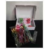 Box of silly straws, stickers, straw cleaners and