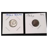 1946 P and 1963 P Silver Dimes *Please See