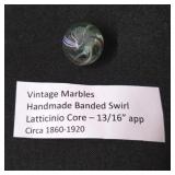 Vintage Marbles, Handmade Banded Swirl,