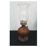 Vintage amber 12.5-in oil lamp